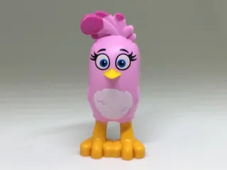 Body Angry Birds Stella with Fixed Flexible Rubber Bright Light Orange Beak and Printed Black Eyebrows, Eyelashes, Dark Azure Eyes, Magenta Feathers, White Stomach, and Bright Light Orange Feet Pattern