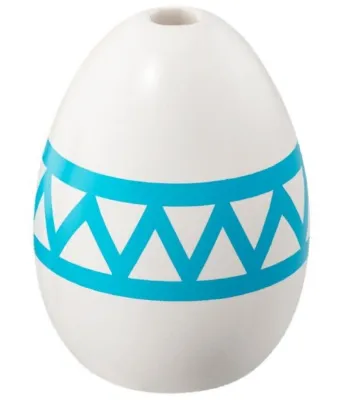 Egg with Small Pin Hole with Medium Azure Lines and Zigzag Pattern