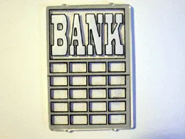 Glass for Window 1 x 4 x 5 with White 'BANK' Pattern (Sticker) - Set 6765