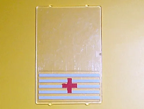 Glass for Window 1 x 4 x 5 with 5 White Stripes and Red Cross Pattern (Sticker) - Set 6380