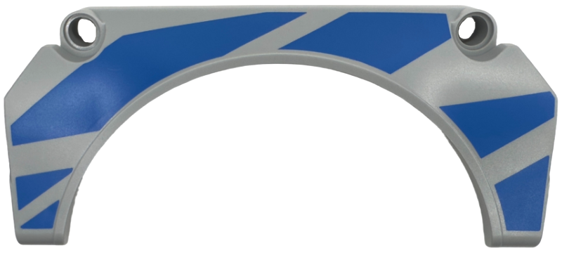 Technic, Panel Car Mudguard Arched #32 11 x 2 x 5 Straight Top with Blue Racing Stripes Pattern Model Left Side