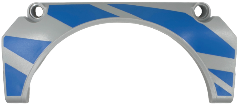 Technic, Panel Car Mudguard Arched #32 11 x 2 x 5 Straight Top with Blue Racing Stripes Pattern Model Right Side