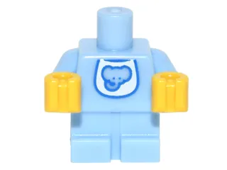 Body Baby / Toddler with Fixed Arms with Molded Yellow Hands and Printed White Bib with Elephant Head Pattern