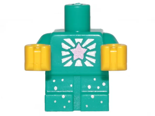 Body Baby / Toddler with Fixed Arms with Molded Yellow Hands and Printed Metallic Pink Star, Silver Rays and Dots Pattern