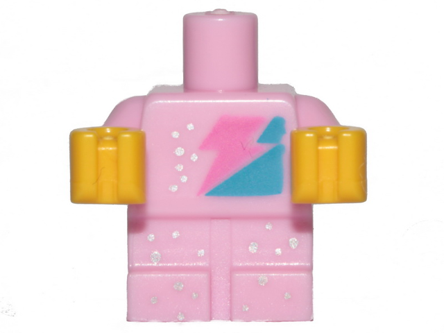Body Baby / Toddler with Fixed Arms with Molded Yellow Hands and Printed Dark Pink Lightning Bolt and Silver Dots Pattern