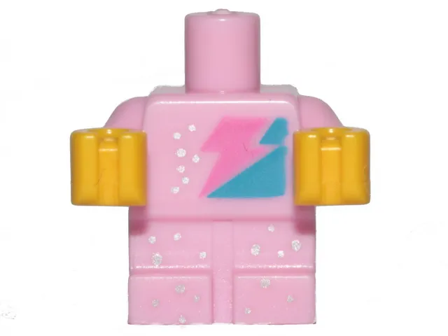 Body Baby / Toddler with Fixed Arms with Molded Yellow Hands and Printed Dark Pink Lightning Bolt and Silver Dots Pattern