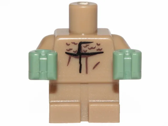 Body Baby / Toddler with Fixed Arms with Molded Sand Green Hands and Printed Black Lines and Fur Collar Pattern