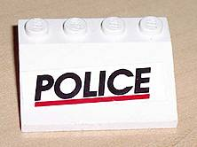 Vehicle, Mudguard 3 x 4 Slope with 'POLICE' Red Line Pattern (Sticker) - Set 6398/6625