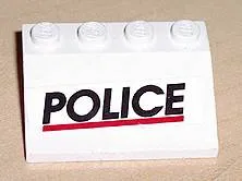 Vehicle, Mudguard 3 x 4 Slope with 'POLICE' Red Line Pattern (Sticker) - Set 6398/6625