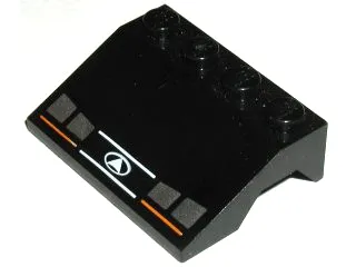 Vehicle, Mudguard 3 x 4 Slope with Silver Headlights, Orange Lines, White Triangle in Oval Logo Pattern