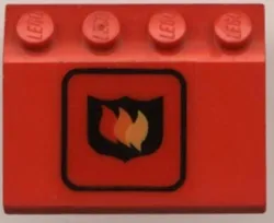 Vehicle, Mudguard 3 x 4 Slope with Fire Logo Badge Large Pattern (Sticker) - Set 6571
