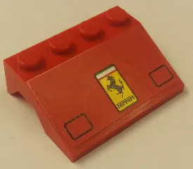 Vehicle, Mudguard 3 x 4 Slope with Headlights and Ferrari Logo Pattern (Sticker) - Set 1256