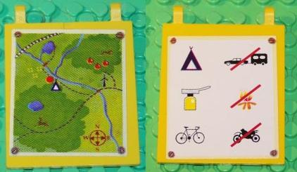 Flag 6 x 5 with Campsite Map and Camping Symbols on Reverse Pattern (Stickers) - Set 3143