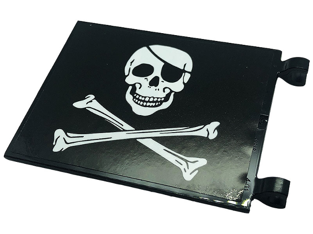 Flag 6 x 5 with White Skull and Crossbones (Jolly Roger) Pattern on Both Sides (Stickers) - Set 42118