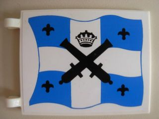 Flag 6 x 5 with Black Crossed Cannons and Crown over Blue and White Cross Pattern on Both Sides (Stickers) - Sets 6265 / 6274 / 6276