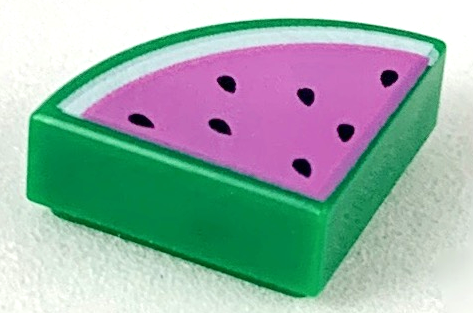 Tile, Round 1 x 1 Quarter with Dark Pink Watermelon Pattern