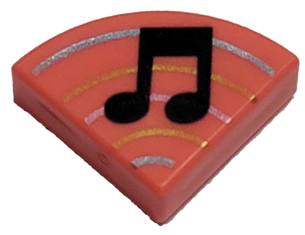 Tile, Round 1 x 1 Quarter with Music Note Single Bar and Curved Lines Pattern