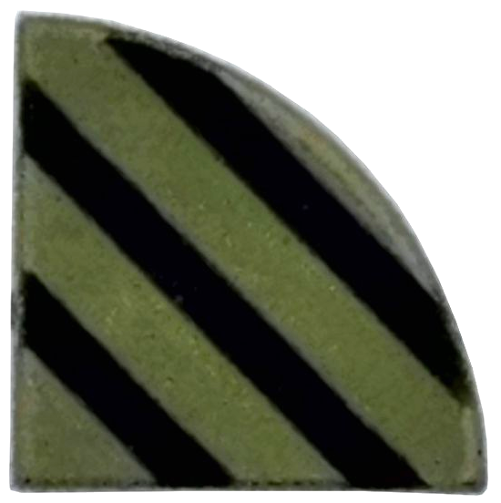 Tile, Round 1 x 1 Quarter with Black Diagonal Lines Pattern