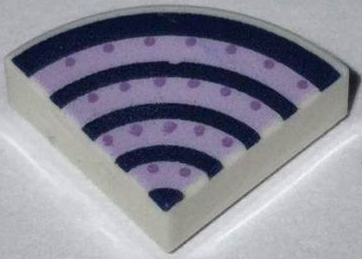 Tile, Round 1 x 1 Quarter with Dark Blue and Lavender Stripes and Medium Lavender Dots Pattern