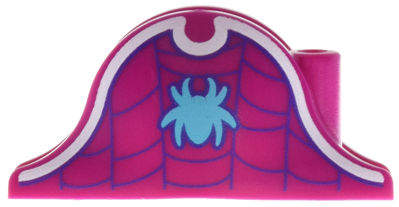 Minifigure, Headgear Hat, Pirate Bicorne with Medium Azure Spider Logo, Dark Purple Web and White Trim Pattern