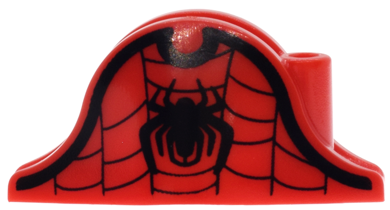 Minifigure, Headgear Hat, Pirate Bicorne with Black Spider Logo, Web and Trim Pattern