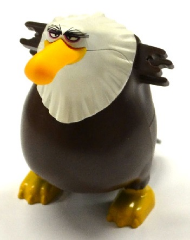 Body Angry Birds Mighty Eagle with Fixed Flexible Rubber Bright Light Orange Beak and Printed Eyes, Black Tail Feathers, White Head, and Bright Light Orange Feet Pattern