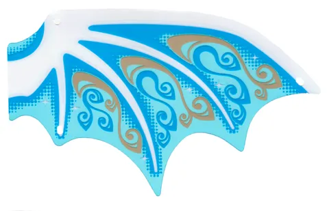 Plastic Wing Dragon with White Spines, Dark Azure and Gold Scrollwork and White Sparkles Pattern
