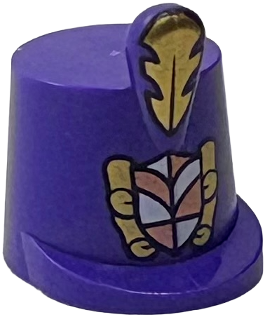 Minifigure, Headgear Hat, Imperial Guard Shako with Gold Feather Plume and Badge with Copper and White Shield Emblem Pattern