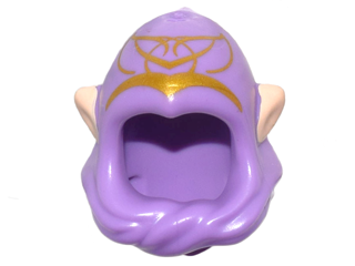 Mini Doll, Headgear Hood Cowl Pointed Top with Light Nougat Elf Ears and Gold Elves Tribal Pattern