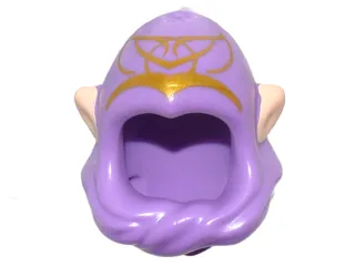 Mini Doll, Headgear Hood Cowl Pointed Top with Light Nougat Elf Ears and Gold Elves Tribal Pattern