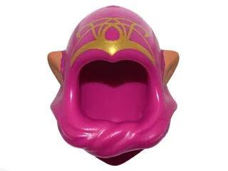 Mini Doll, Headgear Hood Cowl Pointed Top with Medium Nougat Elf Ears and Gold Elves Tribal Pattern