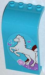 Panel 3 x 4 x 6 Curved Top with White Horse, Flower and Butterflies Pattern Model Left Side (Sticker) - Set 3186