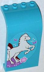 Panel 3 x 4 x 6 Curved Top with White Horse, Flower and Butterflies Pattern Model Right Side (Sticker) - Set 3186