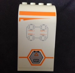 Panel 3 x 4 x 6 Curved Top with Orange Stripe, Gray Hexagonal Hatch and Controls Pattern Model Left Side (Sticker) - Set 7644