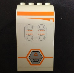 Panel 3 x 4 x 6 Curved Top with Orange Stripe, Gray Hexagonal Hatch and Controls Pattern Model Right Side (Sticker) - Set 7644