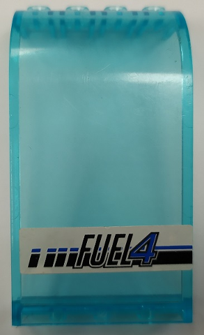 Panel 3 x 4 x 6 Curved Top with 'FUEL4', Black and Blue Stripes on White Background Pattern (Sticker) - Set 8154