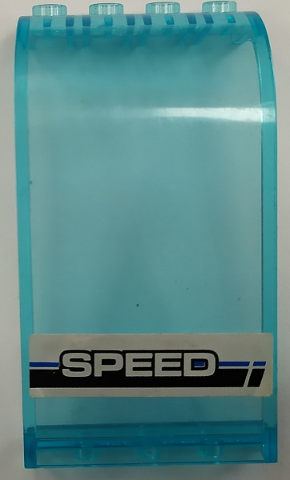 Panel 3 x 4 x 6 Curved Top with 'SPEED', Black and Blue Stripes on White Background Pattern (Sticker) - Set 8154