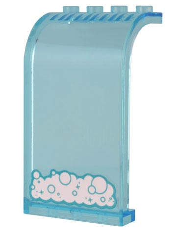 Panel 3 x 4 x 6 Curved Top with White Water Foam with Dark Turquoise Bubbles and Sparkles Pattern (Sticker) - Set 43205
