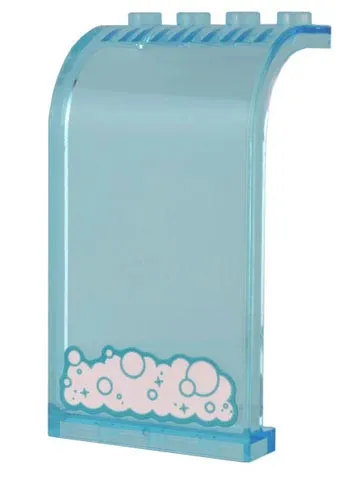 Panel 3 x 4 x 6 Curved Top with White Water Foam with Dark Turquoise Bubbles and Sparkles Pattern (Sticker) - Set 43205