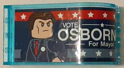 Panel 3 x 4 x 6 Curved Top with 'VOTE OSBORN For Mayor', Stars and Minifigure Pattern (Sticker) - Set 76178