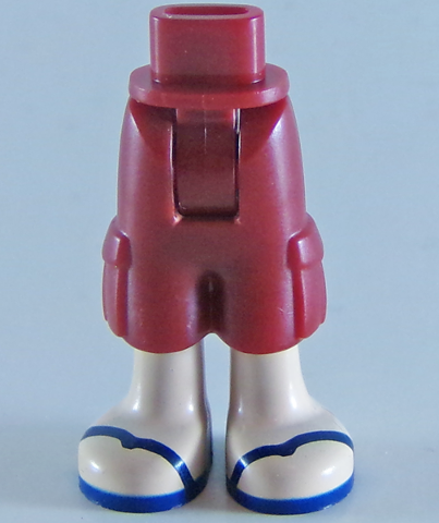 Mini Doll Hips and Trousers Cropped Large Pockets, Light Nougat Legs and Dark Blue Sandals Pattern - Thick Hinge