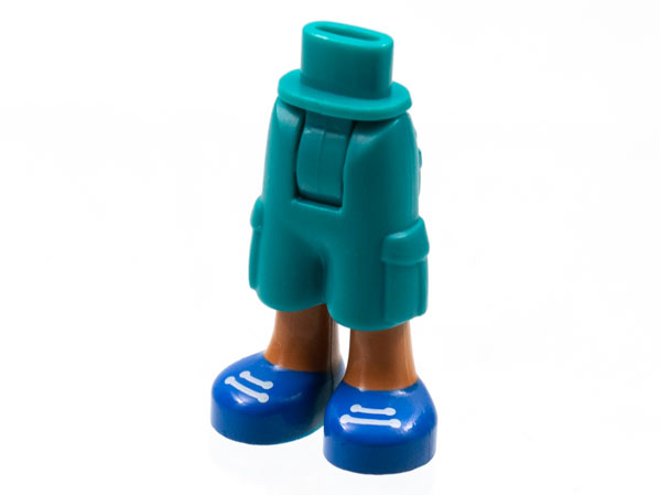 Mini Doll Hips and Trousers Cropped Large Pockets, Nougat Legs, Blue Shoes Pattern - Thick Hinge