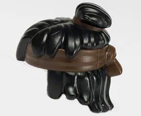 Minifigure, Hair Mid-Length Tousled, Top Knot Bun with Molded Dark Brown Headband and Hair Tie Pattern