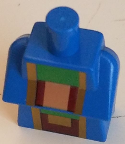 Torso, Modified Long with Folded Arms with Pixelated Dark Red, Gold, Green, and Light Nougat Minecraft Wandering Trader Pattern
