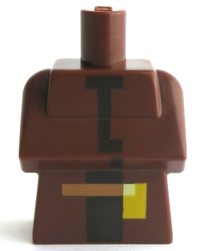 Torso, Modified Long with Folded Arms with Pixelated Dark Tan Belt and Dark Brown Minecraft Villager Pattern