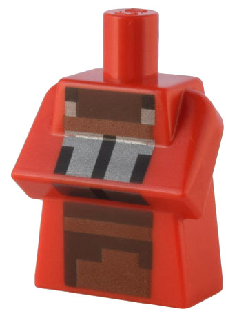 Torso, Modified Long with Folded Arms with Pixelated Dark Brown and Reddish Brown Apron and Silver Hands Pattern