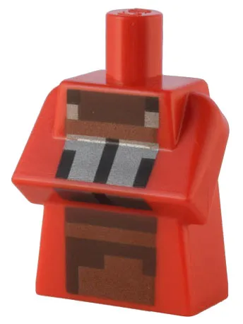 Torso, Modified Long with Folded Arms with Pixelated Dark Brown and Reddish Brown Apron and Silver Hands Pattern