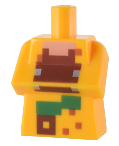 Torso, Modified Long with Folded Arms with Pixelated Reddish Brown and Green Jungle Villager Pattern