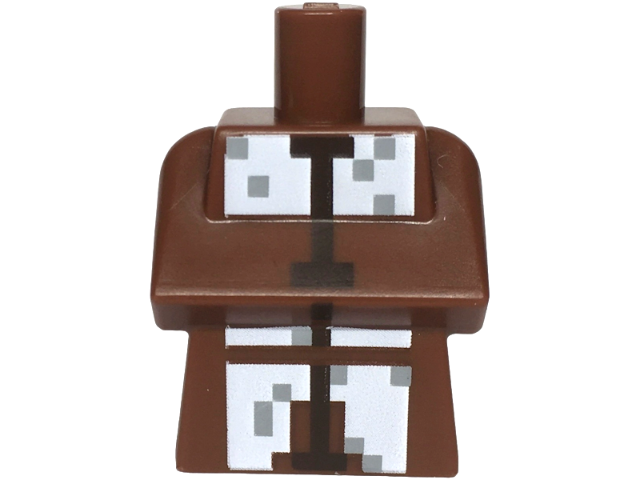 Torso, Modified Long with Folded Arms with Pixelated White, Dark Brown and Light Bluish Gray Minecraft Shepherd Villager Pattern