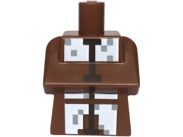 Torso, Modified Long with Folded Arms with Pixelated White, Dark Brown and Light Bluish Gray Minecraft Shepherd Villager Pattern